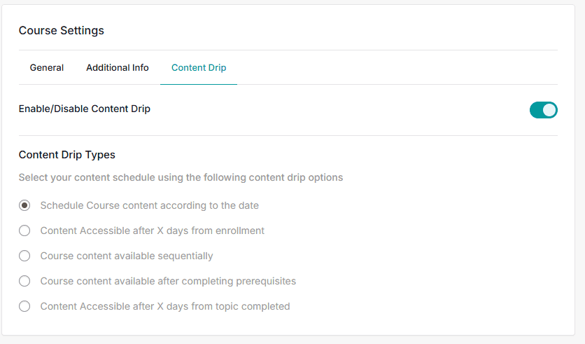 Academy LMS Content Drip