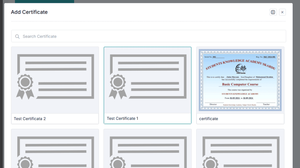 Academy LMS Change Certificate
