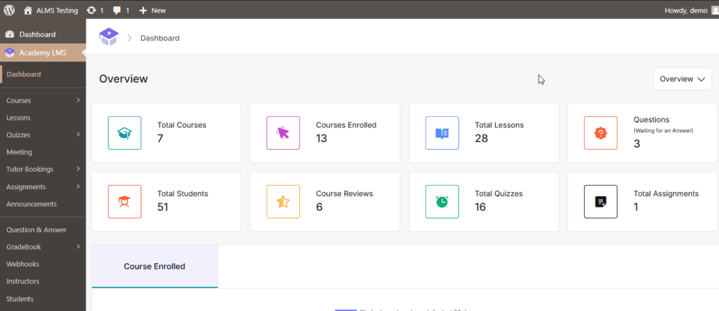 Academy LMS Dashboard