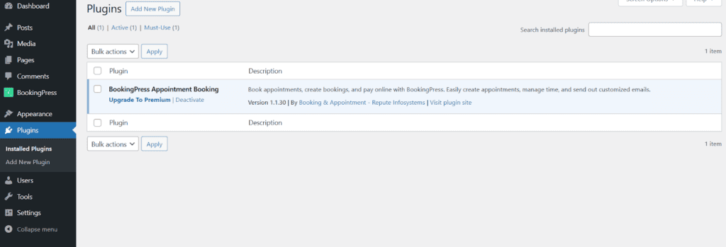 Install BookingPress Plugin