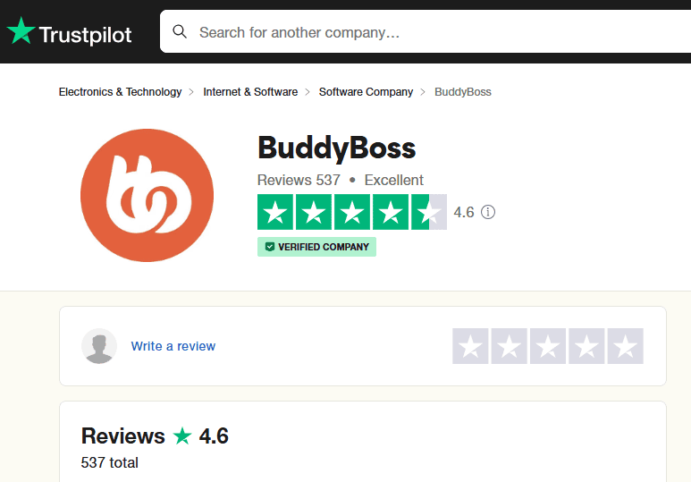 BuddyBoss TrustPilot Review