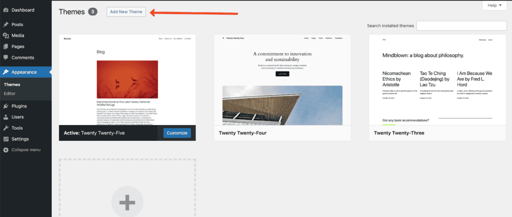 Add Themes on WordPress