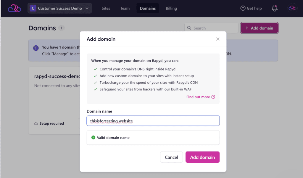 Add Domains on Rapyd Cloud