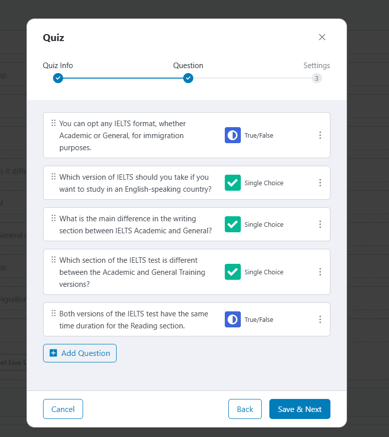 Quiz on Tutor LMS