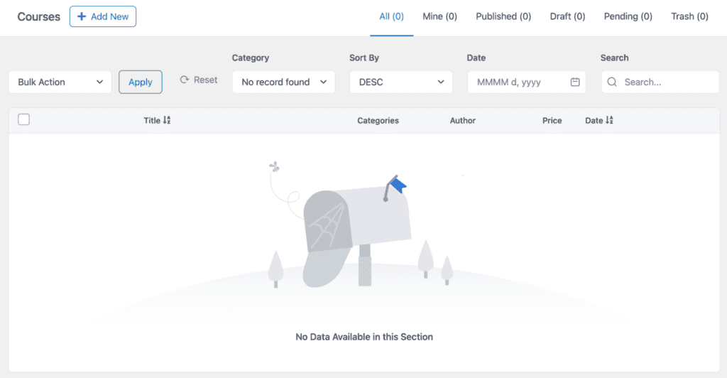 Course Dashboard Tutor LMS