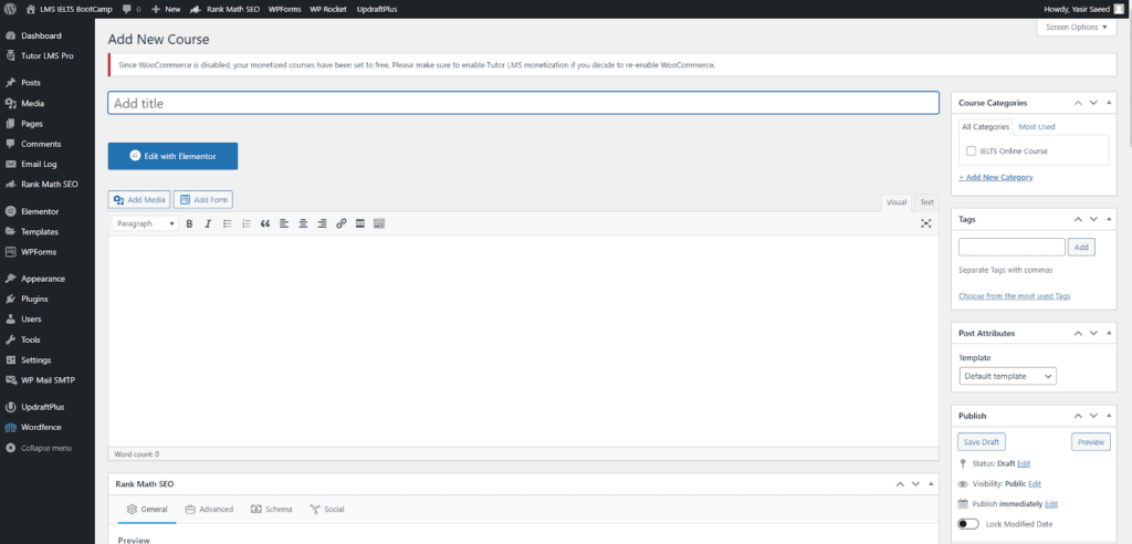 Add New Courses on Tutor LMS