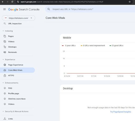 Core Web Vitals on Google Search COnsole