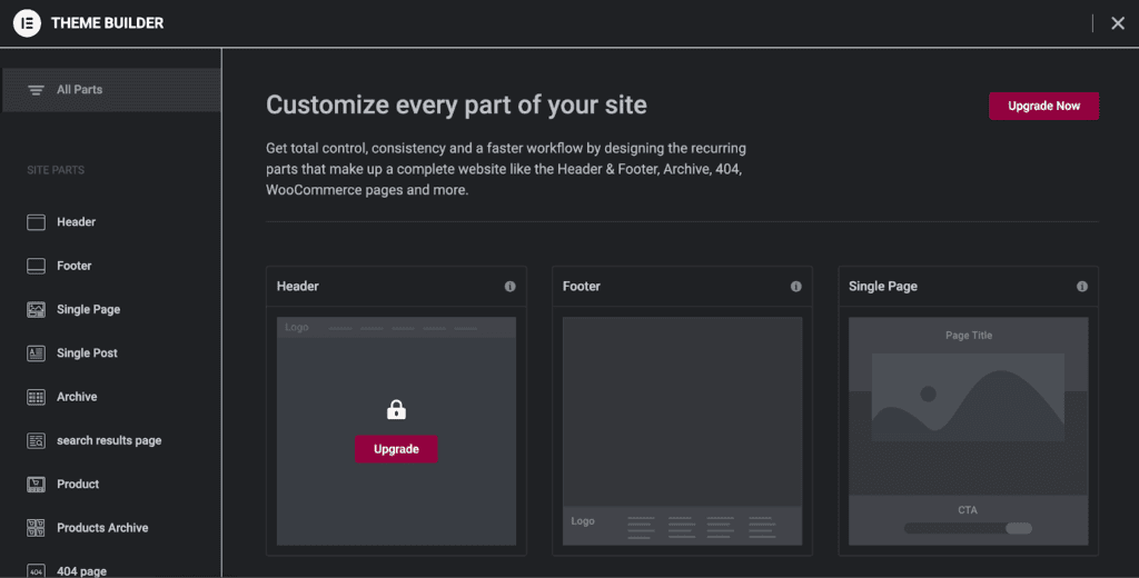 Elementor Theme Builder