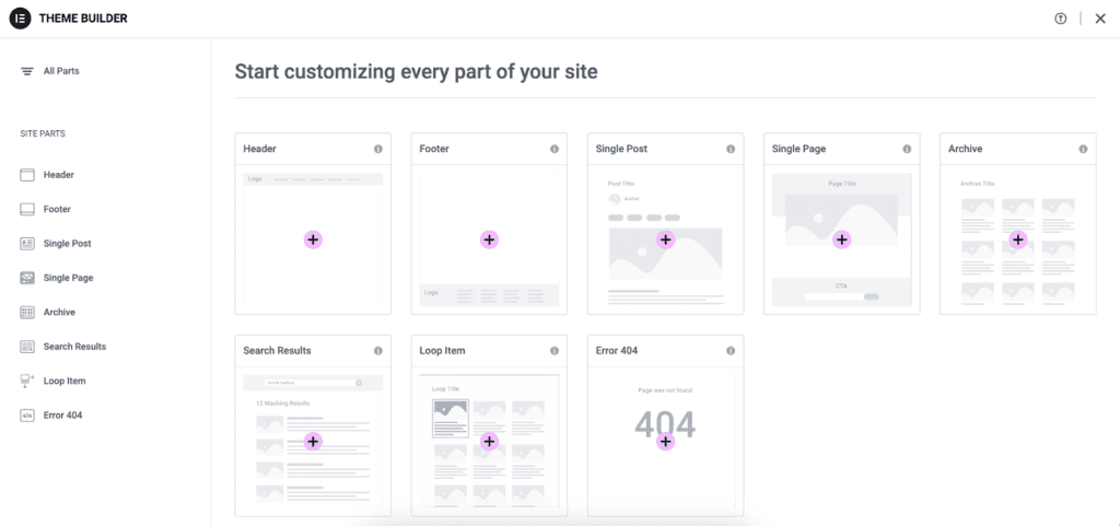 Elementor Theme Builder