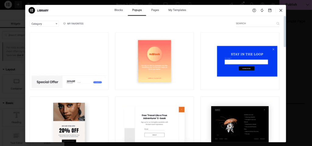 Elementor Popup Editor