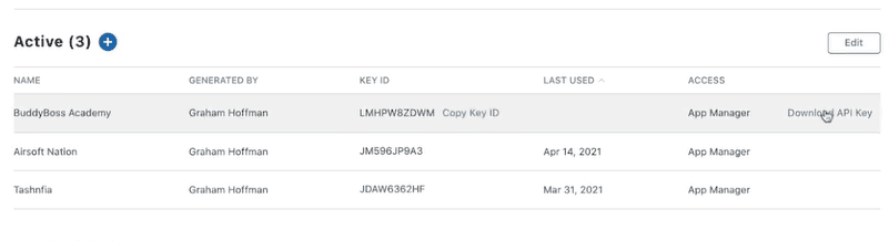 Download API Key of Active BuddyBoss App