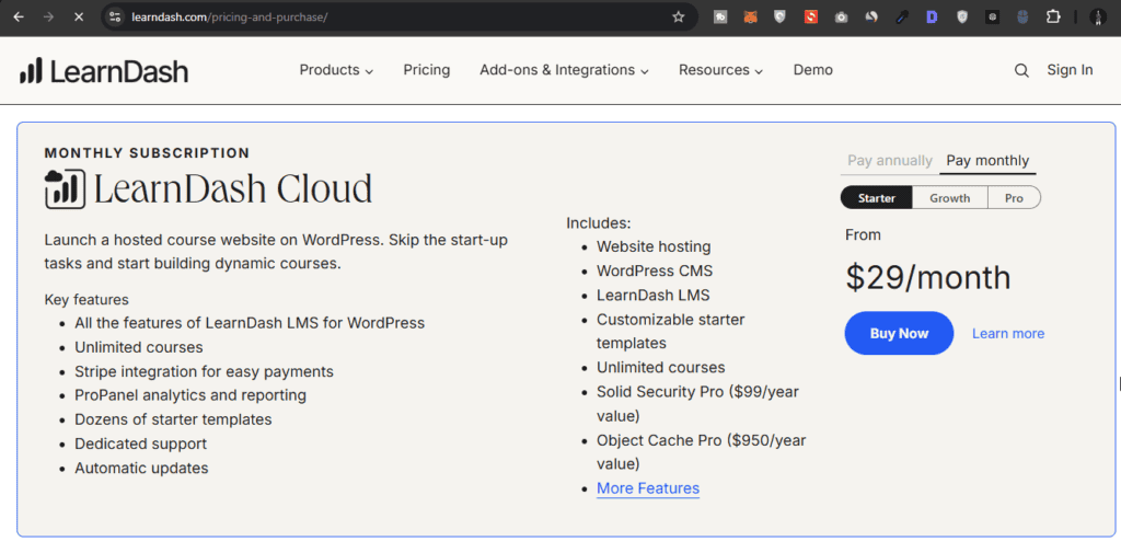 LearnDash Cloud Pricing