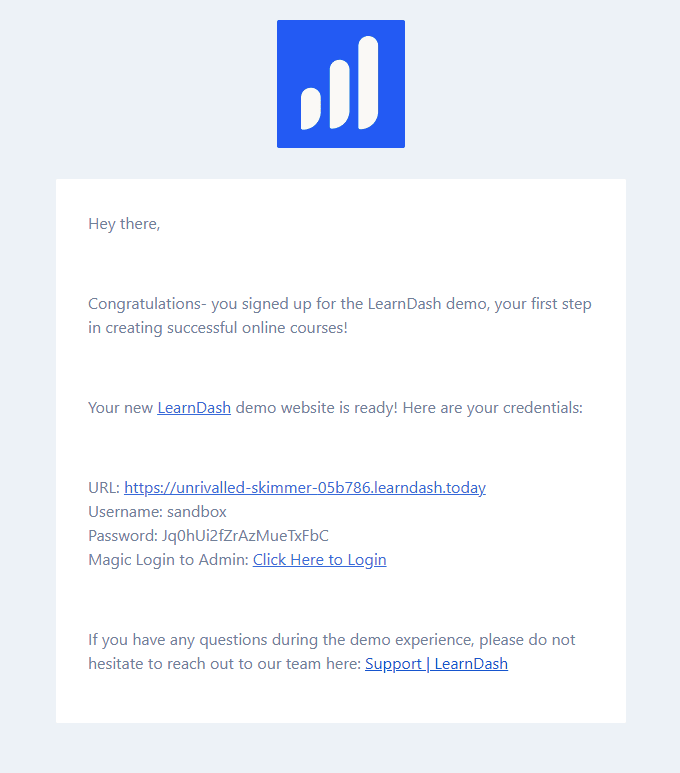 LearnDash Demo Confirmation