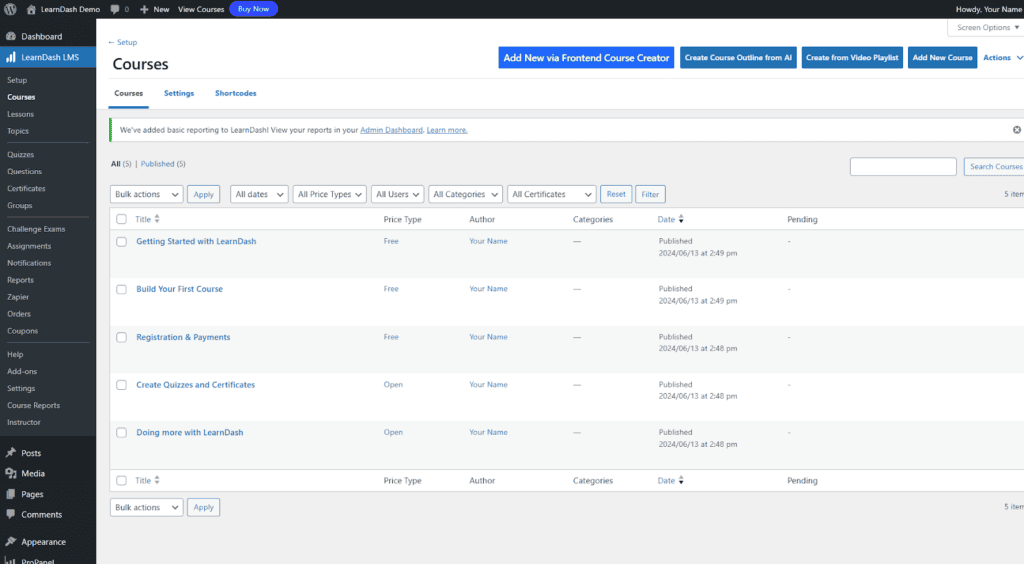 LearnDash Courses