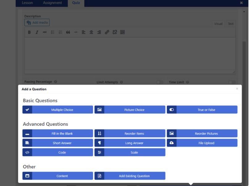Quizzes on LifterLMS