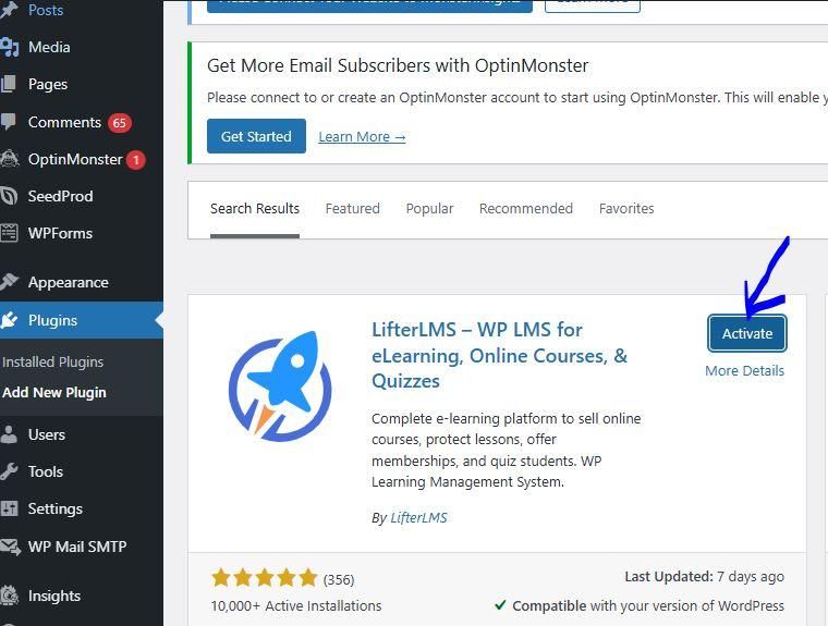 Activate LifterLMS on WordPress.org