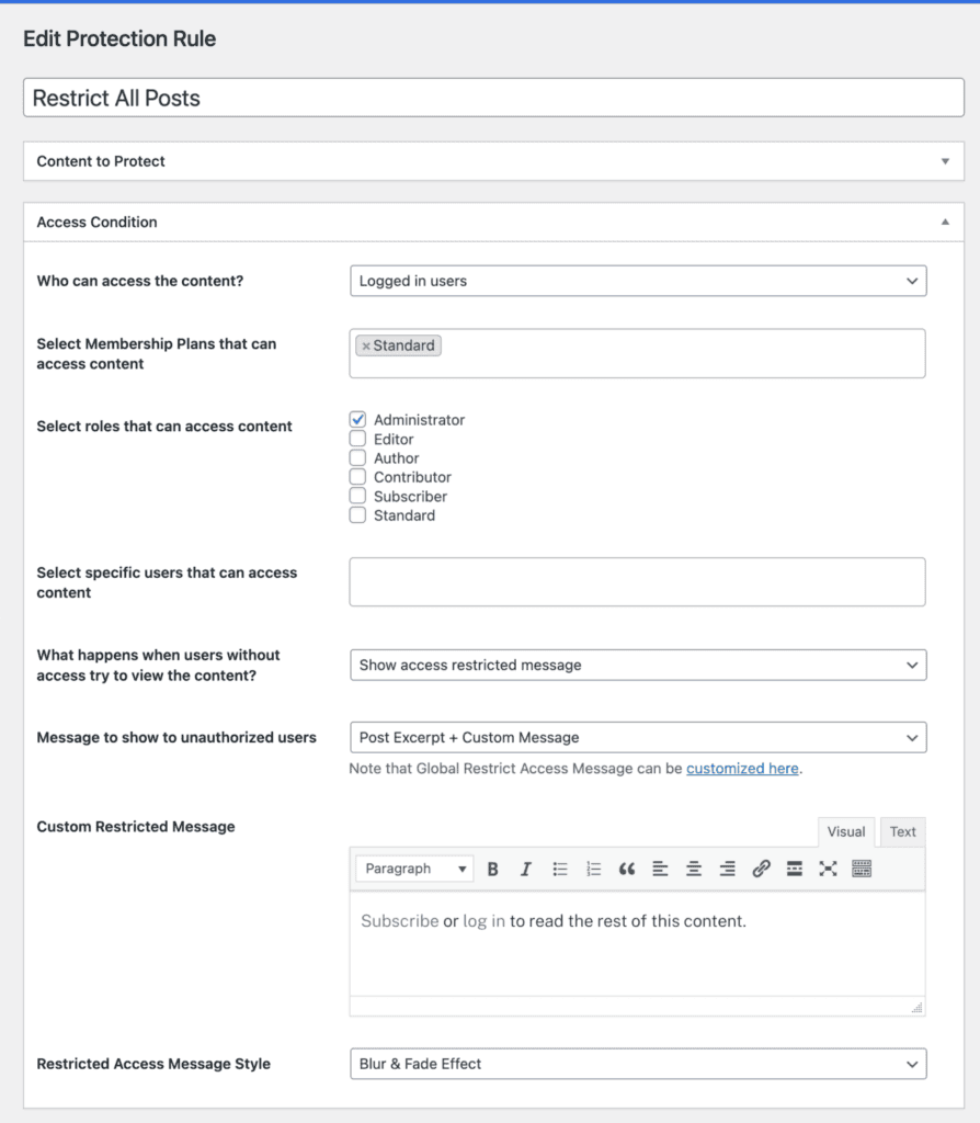 ProfilePress Paywall Setup