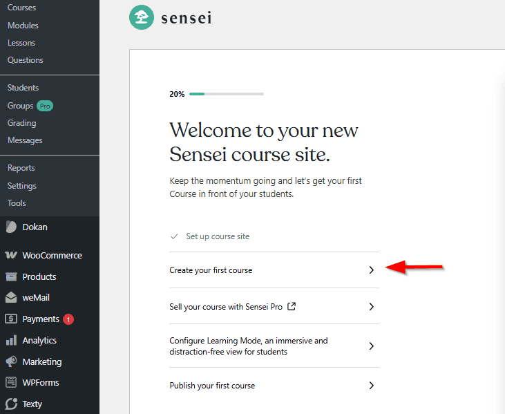 First Course with Sensei LMS