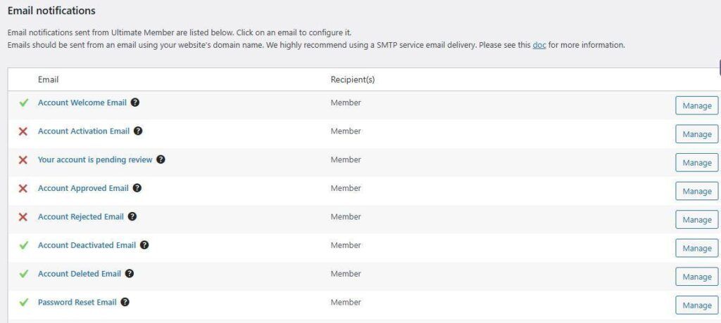 Email Settings 