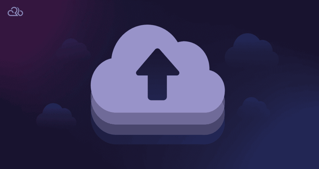 A stack of cloud icons with arrows pointing up to show growth