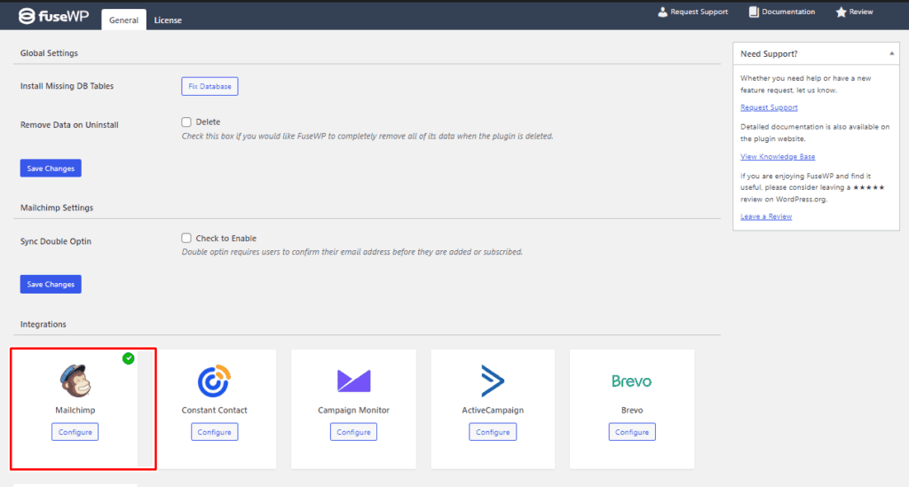 Configure Mailchimp Integration with FuseWP