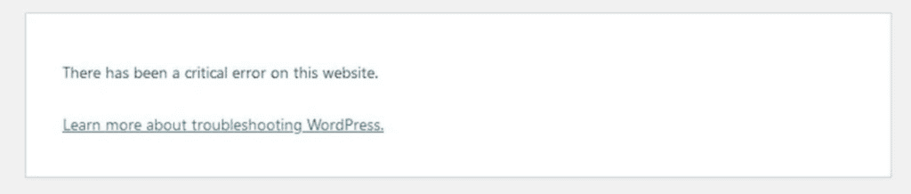 there has been a critical error on this website WordPress