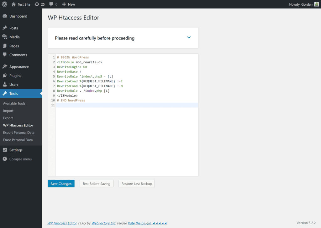 WP Htaccess Editor