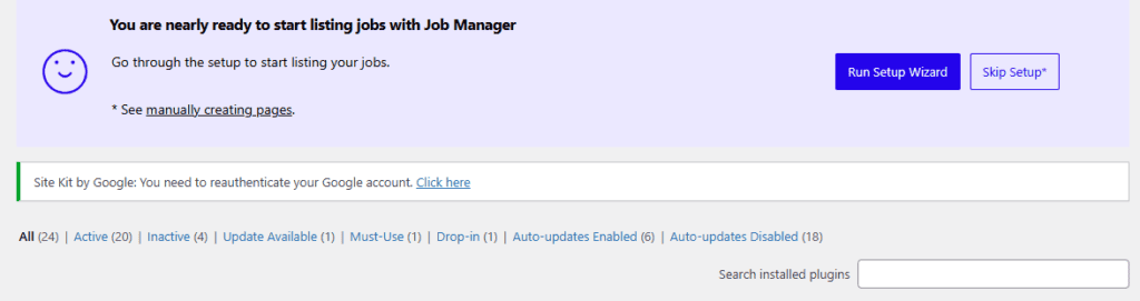 Run Setup Wizard of WP Job Manager