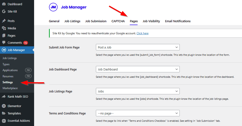 WP Job Manager Pages