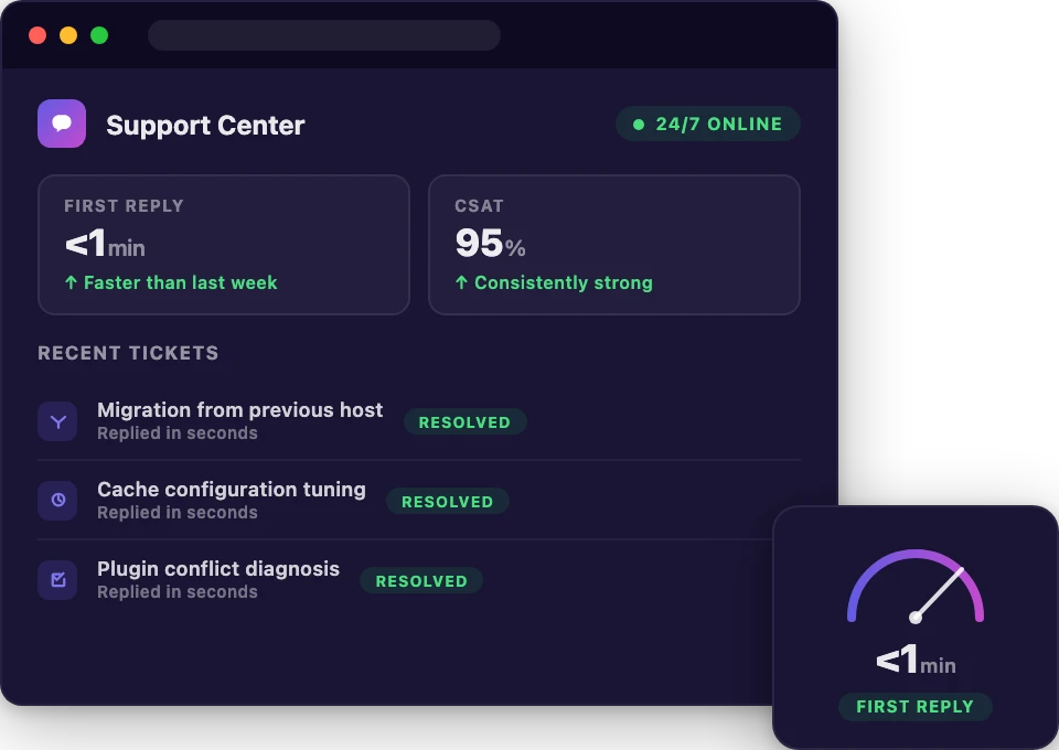 Rapyd Cloud Support Center dashboard showing live chat status, response time and CSAT stats, and a list of recently resolved support tickets